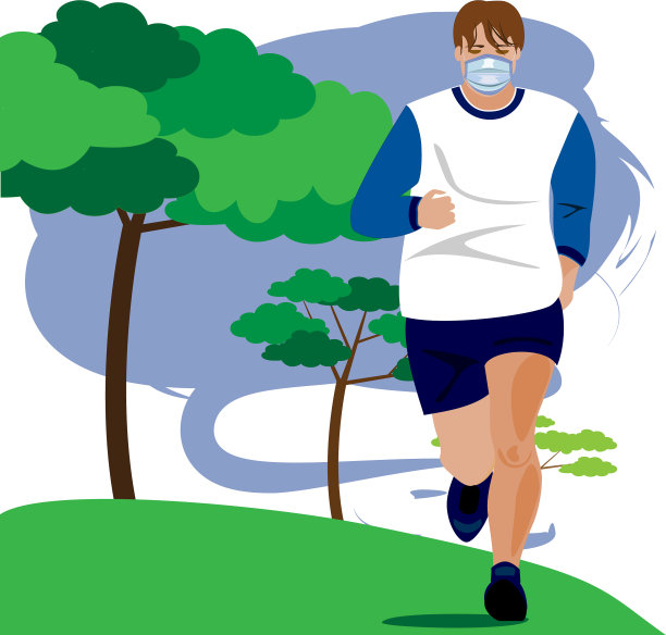 戴着防护面具做运动的人图片下载