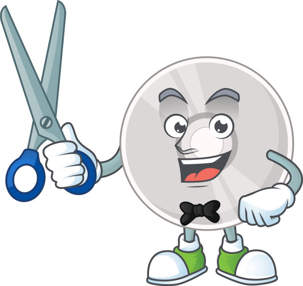 一个图片光盘理发师用剪刀工作图片下载