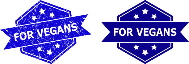 六边形为素食者印章印章与grunged风格图片下载