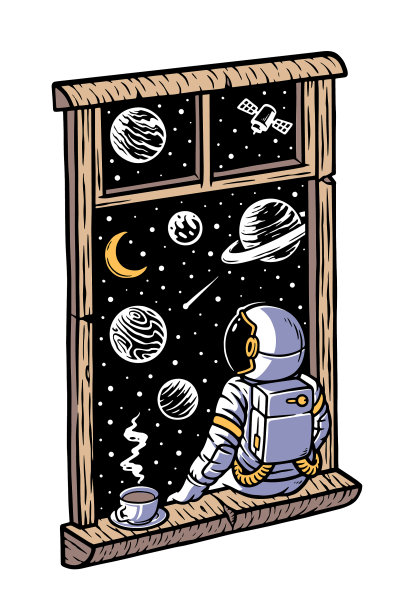 宇航员望向窗外图片下载