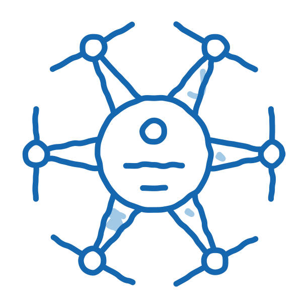 无人机电子空气玩具涂鸦图标手绘插图图片下载