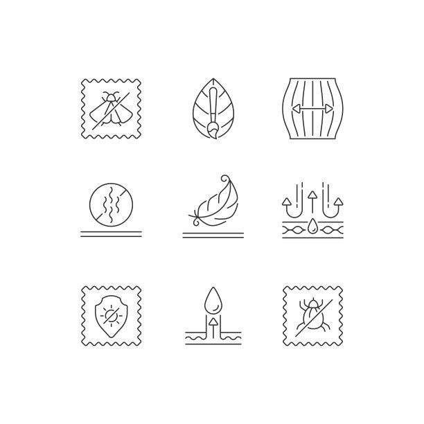 不同类型的织物特征线性图标设置图片下载