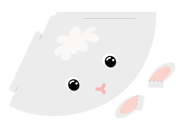 可打印的绵羊纸帽子。派对模切模板为生日，圣诞节，宝宝送礼会。娱乐的有趣配件。打印、剪切和粘合。矢量插图。图片下载