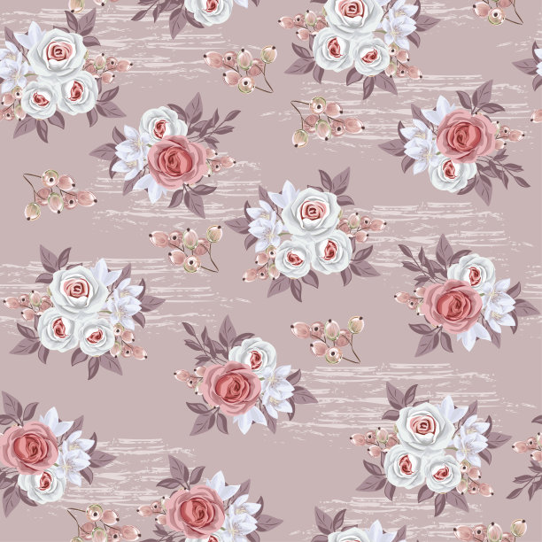 无缝复古花卉图案礼品包装，织物，畏缩和室内设计。抽象图案与圆圈元素，浆果，花和玫瑰图片下载