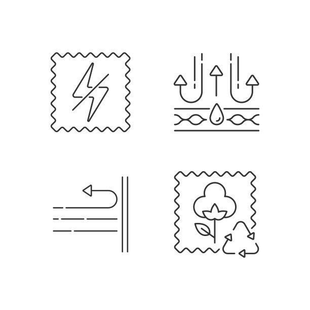 不同的织物特征线性图标集图片下载