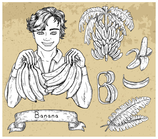 设计集帅气男子拿香蕉图片下载