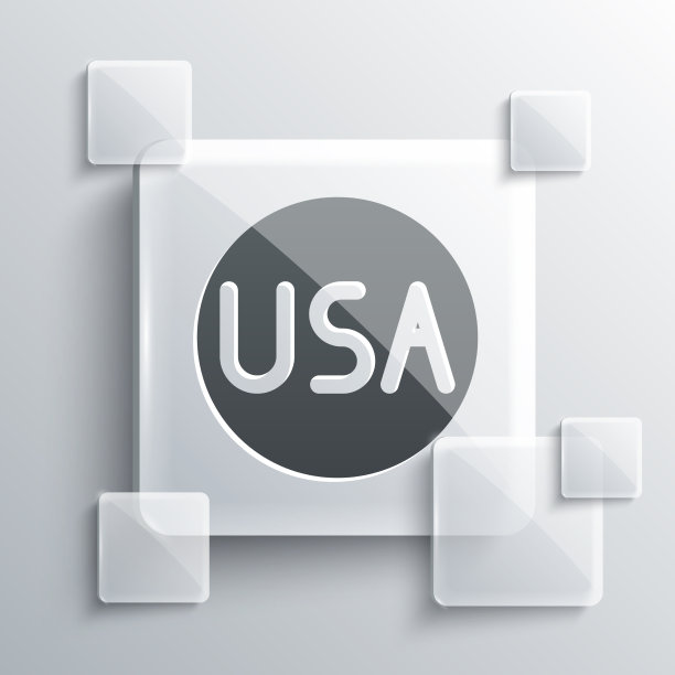 灰色美国标签图标孤立在灰色背景图片下载