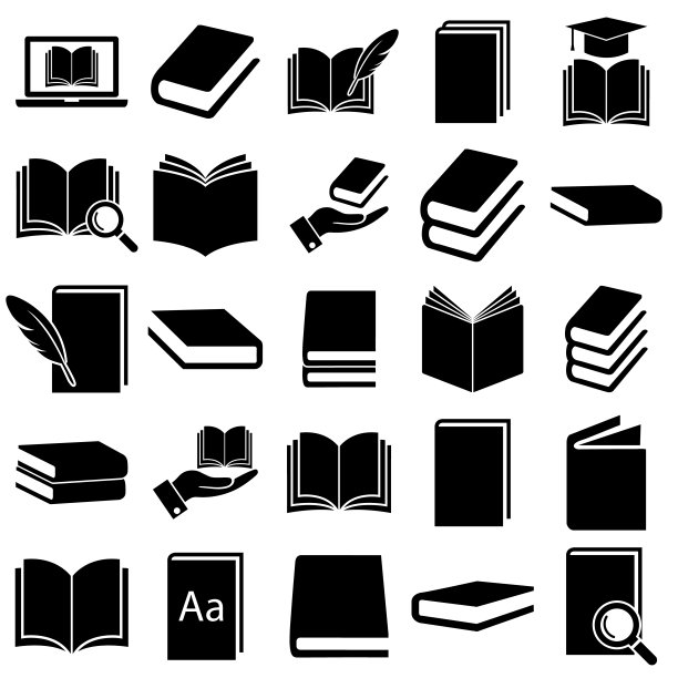 书籍图标设置，书籍标志孤立在白色背景图片下载