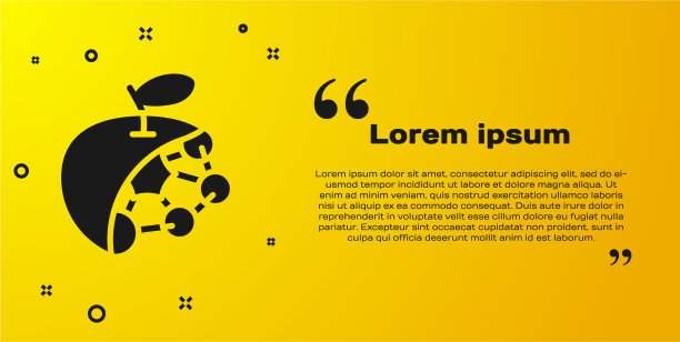 黑色生物结构图标孤立在黄色上图片下载