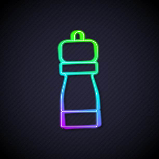 发光的霓虹灯线胡椒图标孤立的黑色背景。烹饪的香料。向量图片下载