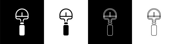 设置铲子图标孤立的黑色和白色背景。园艺工具。园艺、农业、农业的工具。向量图片下载