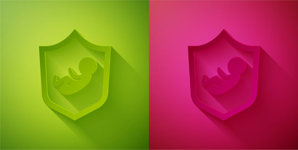 剪纸baon盾图标孤立在绿色图片下载