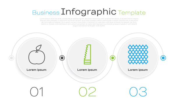 设置线苹果，花园锯和花园篱笆木制。业务信息模板。向量图片下载