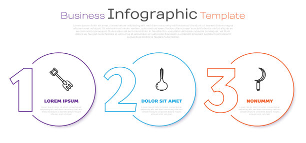 设置线花园耙，洋葱和镰刀。业务信息模板。向量图片下载