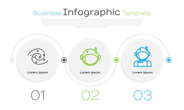 设置线黑洞，宇航员头盔和宇航员。业务信息模板。向量图片下载