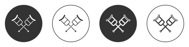 黑色拐杖或拐杖图标孤立在白色上图片下载