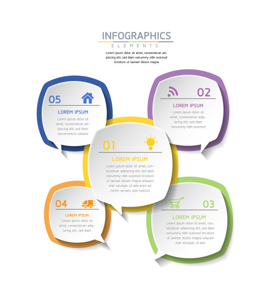 矢量插图信息图设计模板，业务信息，演示图表，5个选项或步骤。图片下载