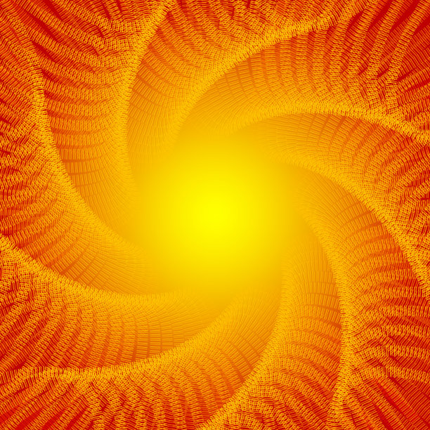 一个美丽的螺旋圆形图案，黄色和橙色的线和点在红色的背景和一个明亮的灯光在中心图片下载