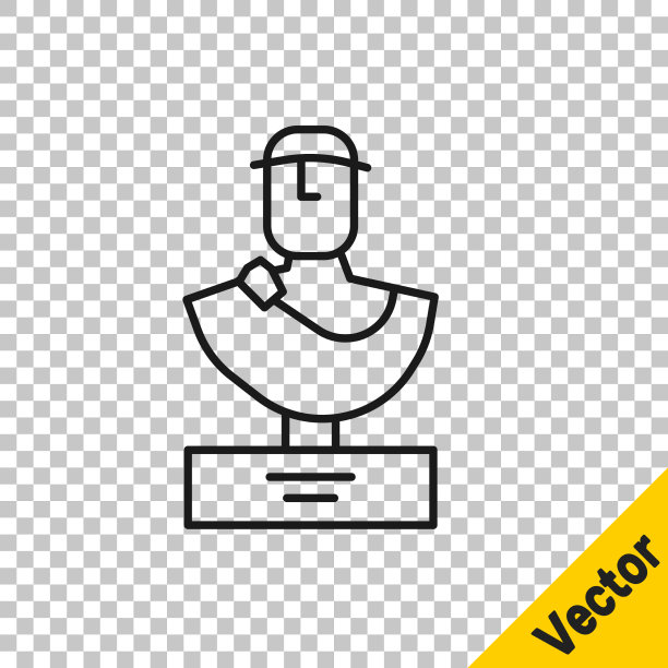 黑线古半身雕塑图标孤立上图片下载