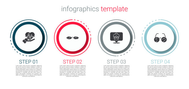 设置心率，眼镜，疗养院和。业务信息模板。向量图片下载