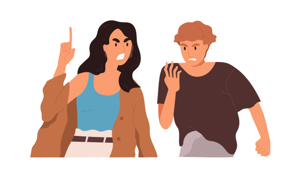 一对愤怒的男人和女人大声争吵图片下载