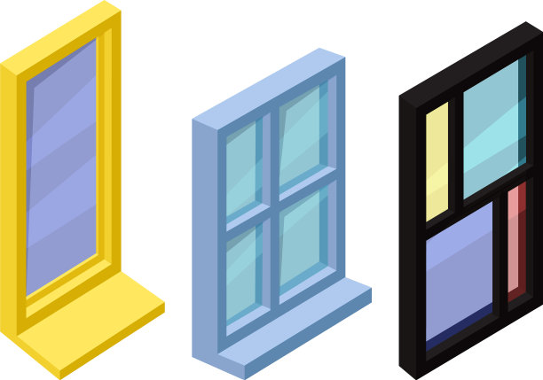 等距玻璃窗户作为墙壁上的开口图片下载