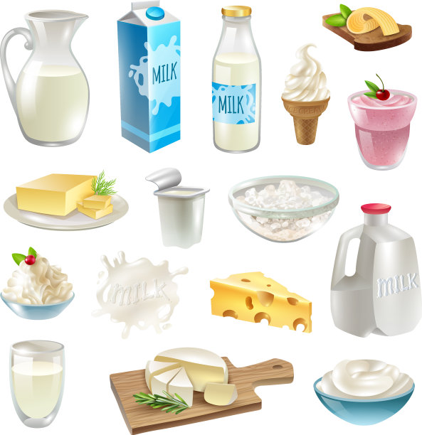 奶制品图标套装图片下载