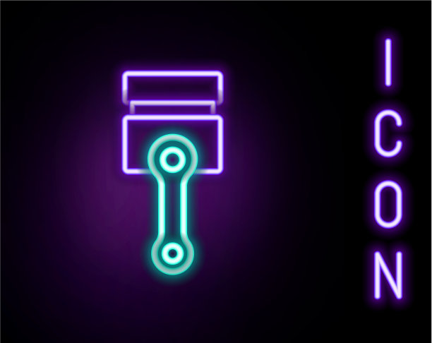 发光的霓虹灯线发动机活塞图标隔离图片下载