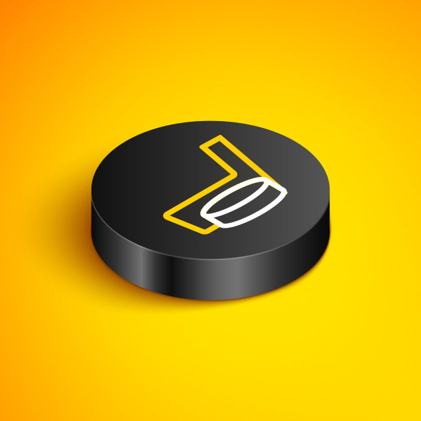 等距线冰球棍和冰球图标图片下载