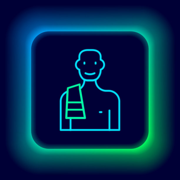 发光的霓虹灯线男人在桑拿图标孤立图片下载