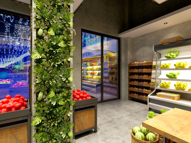 水果和蔬菜杂货的3d渲染图片下载