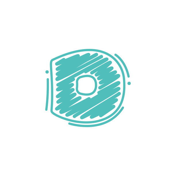 D字母标志在幼稚的蜡笔涂鸦图片下载