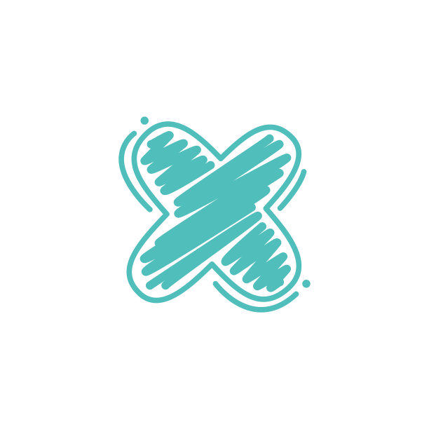 X字母标志在幼稚的蜡笔涂鸦图片下载