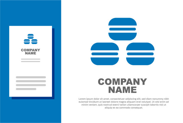 蓝色的马卡龙饼干图标孤立在白色图片下载