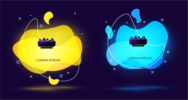 碗里的黑色玉米片图标孤立在黑色上图片下载