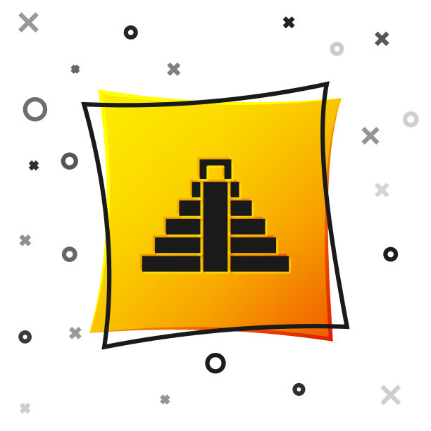 黑色chichen itza在玛雅图标孤立在白色图片下载