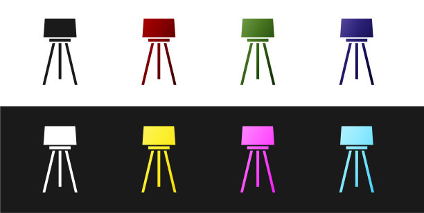 设置落地灯图标隔离在黑色和白色图片下载