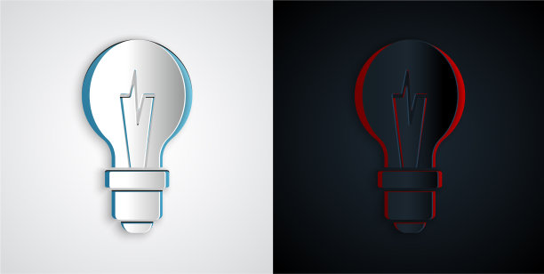 剪纸灯泡与概念创意图标图片下载