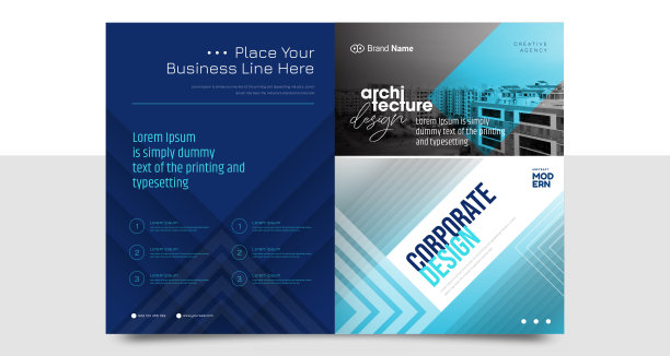 年度报告宣传册传单设计，传单展示，书封面模板，A4大小的布局。图片下载