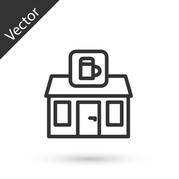 灰色线商店建筑啤酒店图标图片下载