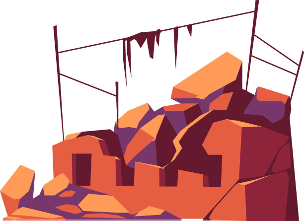 被毁的建筑被毁的结构卡通图片下载