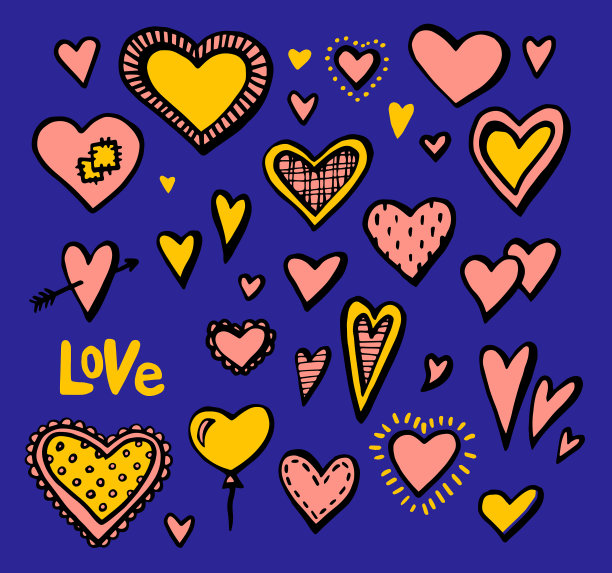 手绘心形设置设计元素图片下载