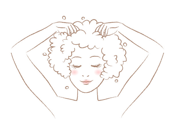 女人洗头发。白色背景。矢量插图。图片下载