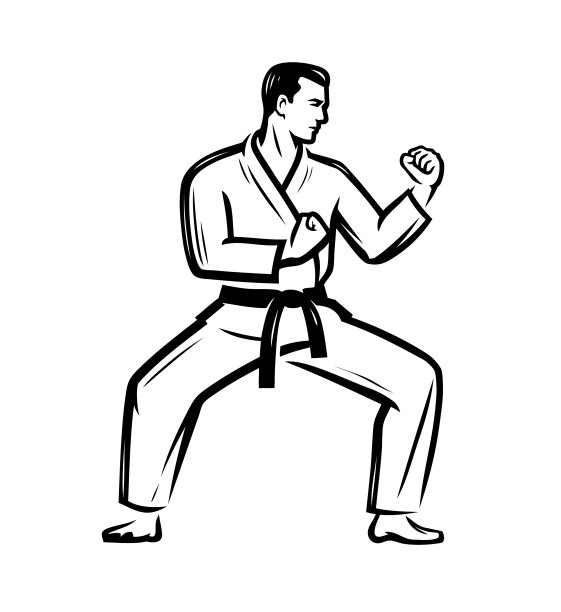 空手道符号男子在和服站在战斗图片下载