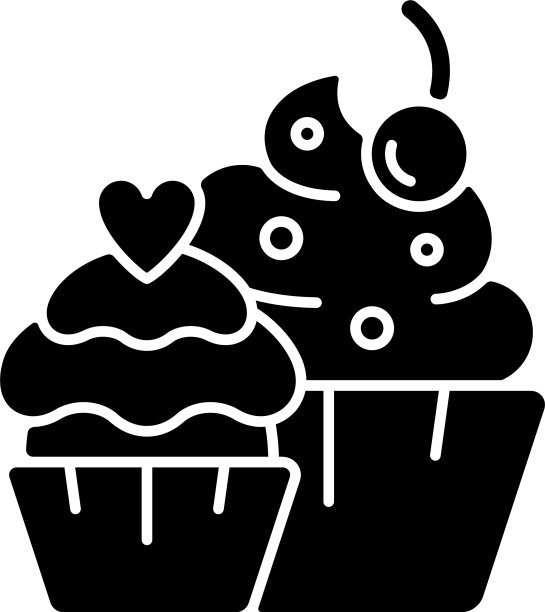 松饼黑色字形图标图片下载