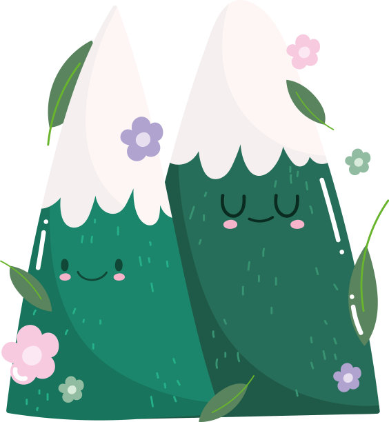 露营雪山花自然在卡通图片下载