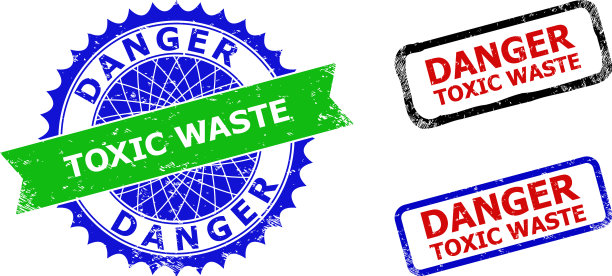 危险有毒废物玫瑰形和长方形双色图片下载