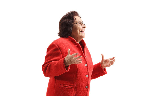 激动的老妇人打着手势图片下载