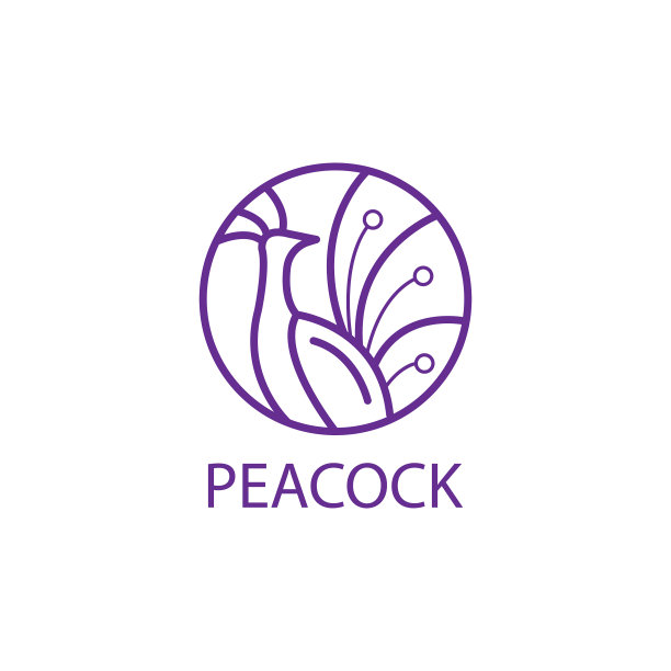 孔雀色线圆形标志设计模板图片下载