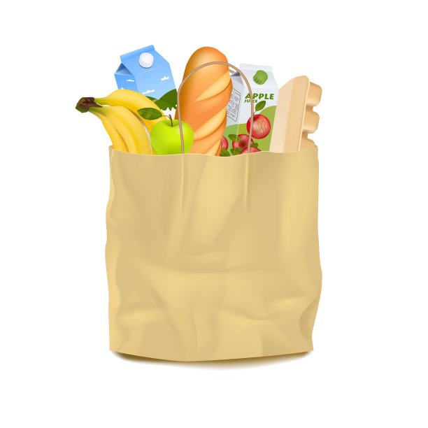 超市用纸袋包装食品图片下载